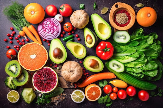 사진 신선한 과일과 채소 생성 인공 지능