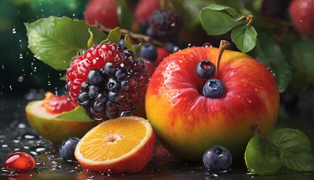 Fresh fruits assorted fruits background