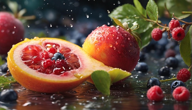 Fresh fruits assorted fruits background