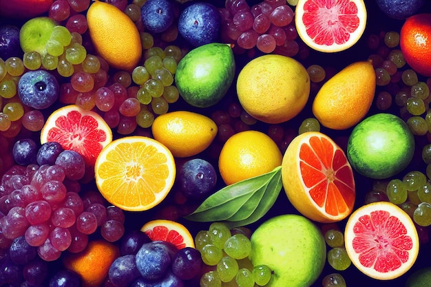 Photo fresh fruits assorted fruits colorful