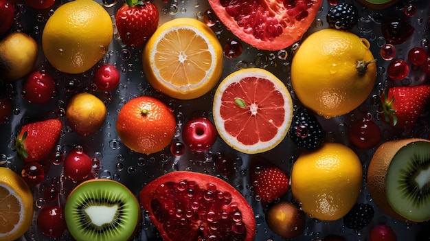 fresh fruits background wallpaper generative ai