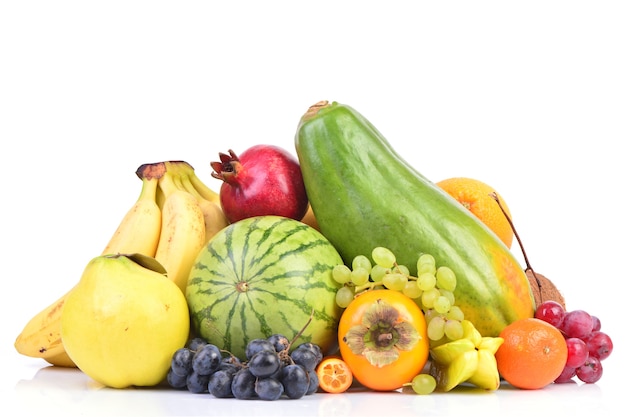 Fresh fruits on a bright background