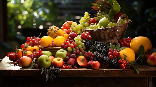 Fresh fruits colorful with vitamin