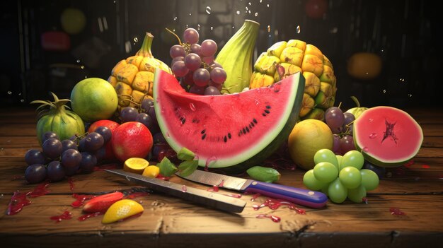 Photo fresh fruits composition