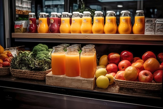 Fresh fruits and freshly squeezed juice from milk tea shops