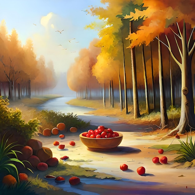 Fresh Fruits Painting Image 1