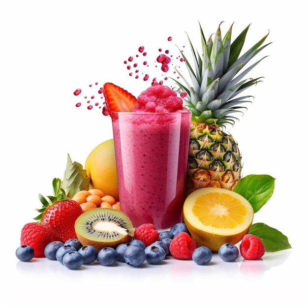 Photo fresh fruits smoothie on the white background