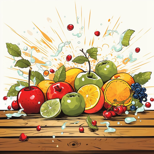 Fresh Fruits on a table vector