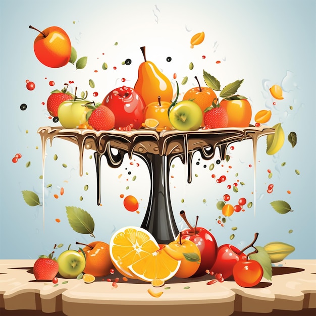 Fresh Fruits on a table vector