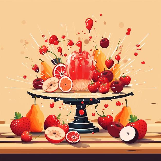 Fresh Fruits on a table vector