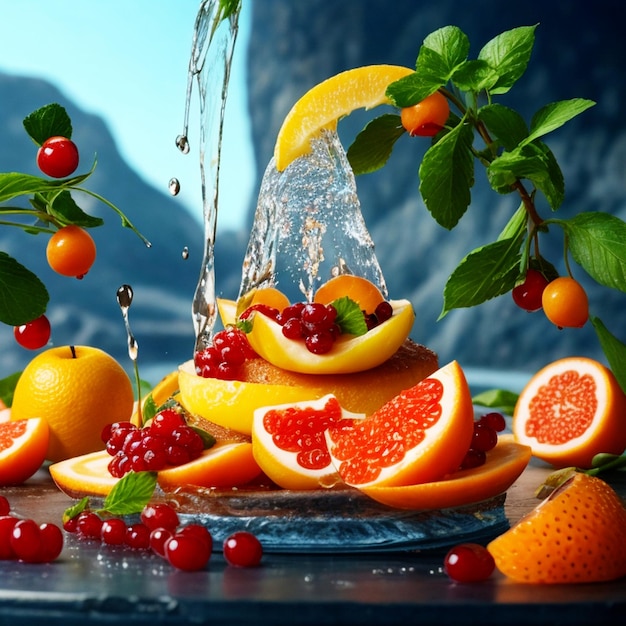 Photo fresh fruits tropical fruits healthy fruits