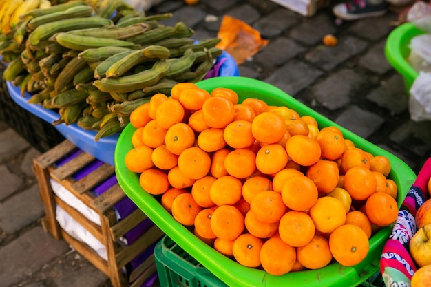 Fresh fruits and vegetables at the local market in Lima Peru