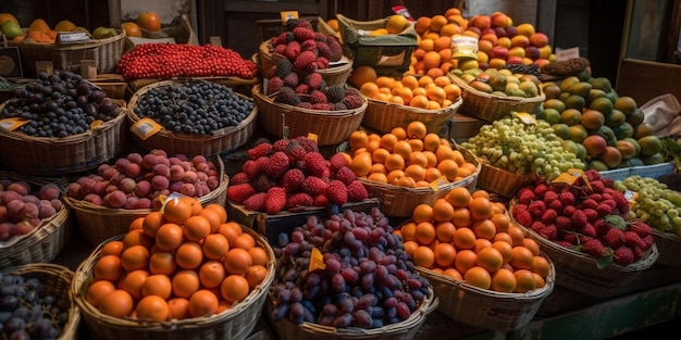 Fresh fruits and vegetables at market