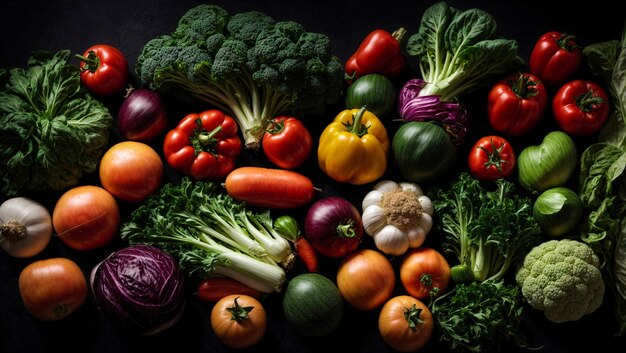 Premium AI Image | Fresh Fruits and Vegetables in Top View