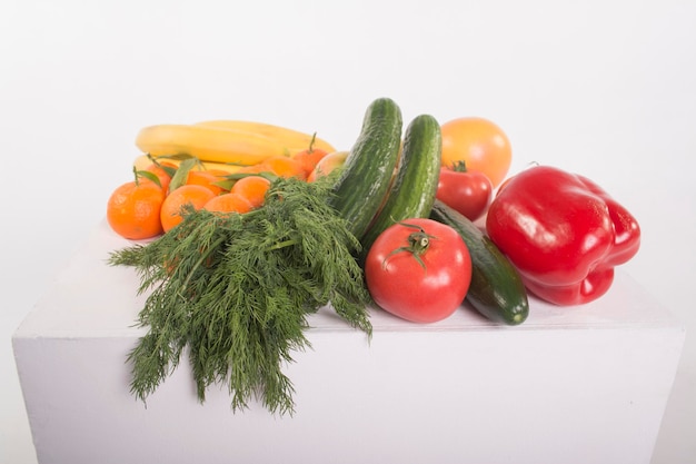 Fresh fruits on white