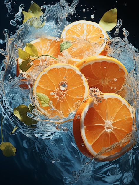 A fresh fruits with water splash