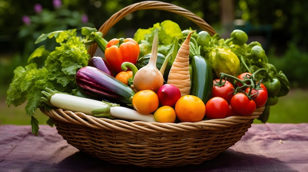 Fresh garden vegetables in a basket