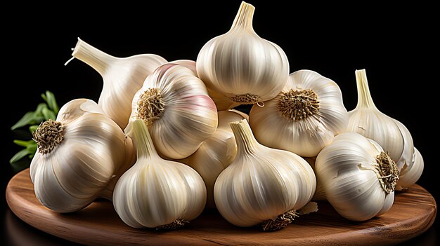 Fresh garlic on a black background