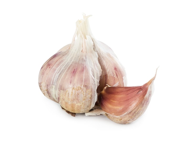 Fresh garlic isolated on white background closeup