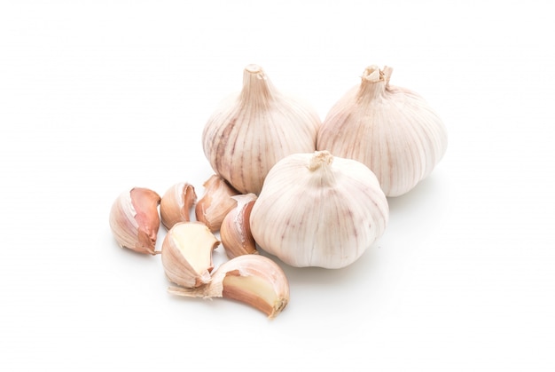 fresh garlic on white background