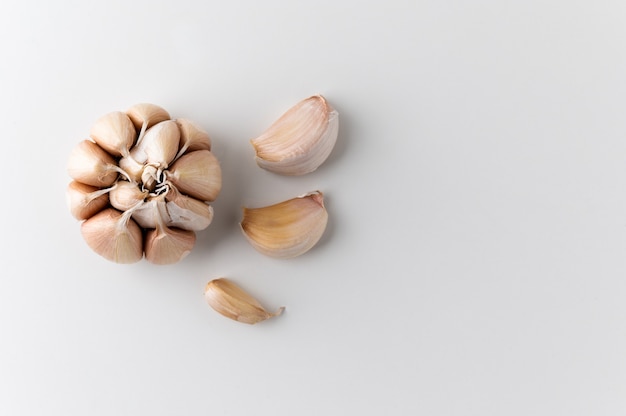 Fresh garlic on a white background