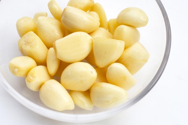 Fresh garlic on white background