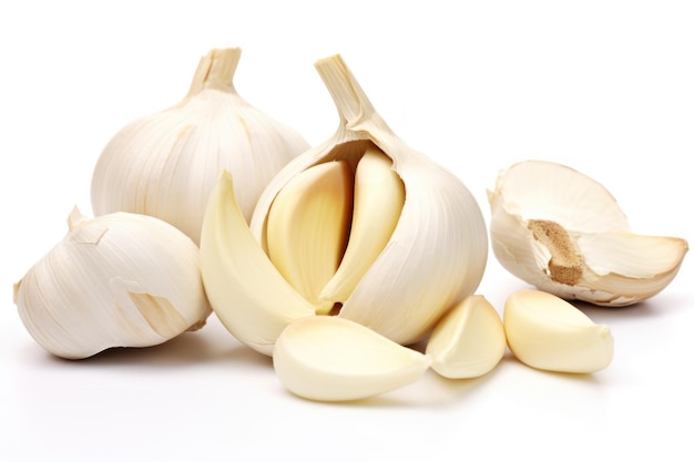 Fresh garlic on white background