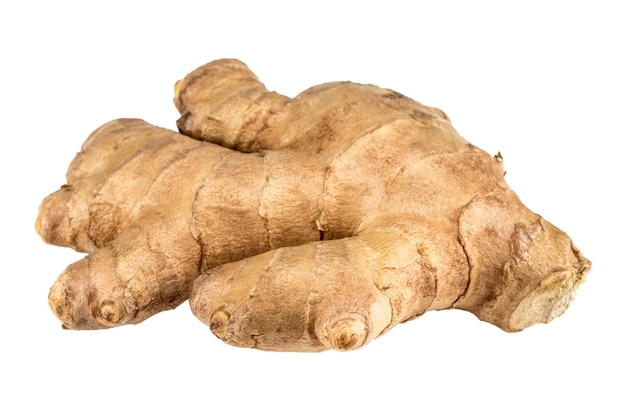 Fresh ginger root isolated on white background.