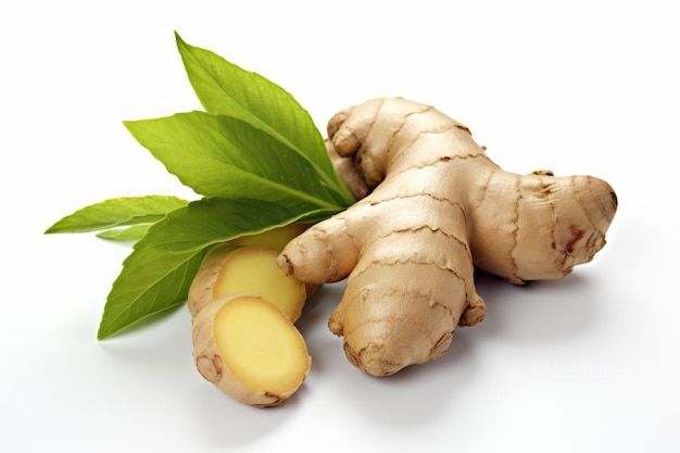 fresh ginger on transparent background