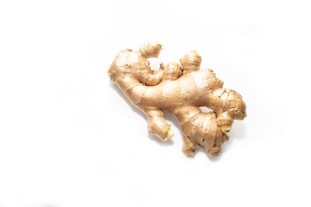 Photo fresh ginger on white background herb medical concept