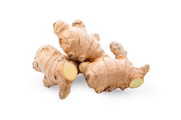 Fresh ginger on white background