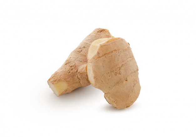 fresh ginger on white background