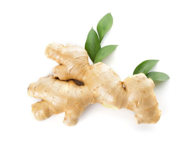 Fresh ginger on white