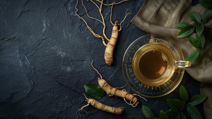 fresh Ginseng herbal Tea in glass