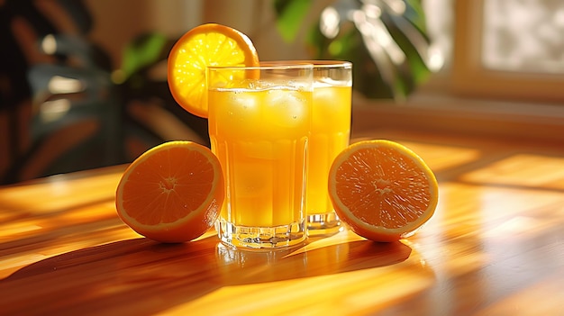 新鮮なオレンジジュースグラス