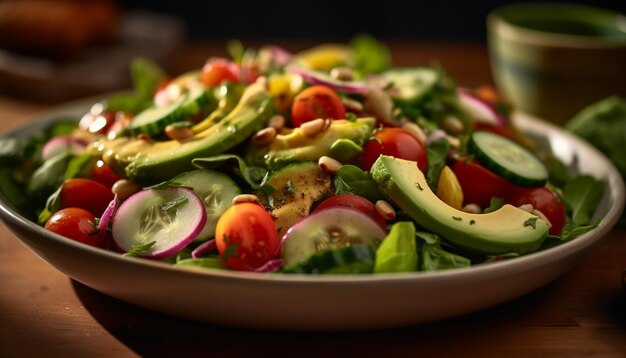 Fresh gourmet salad bowl with healthy ingredients generated by AI