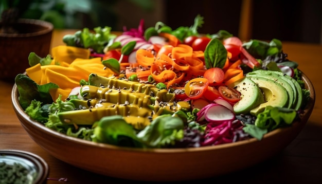 Fresh gourmet vegetarian salad with healthy ingredients generated by AI