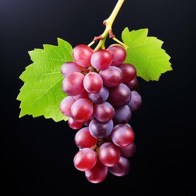 fresh grape cluster with leaves