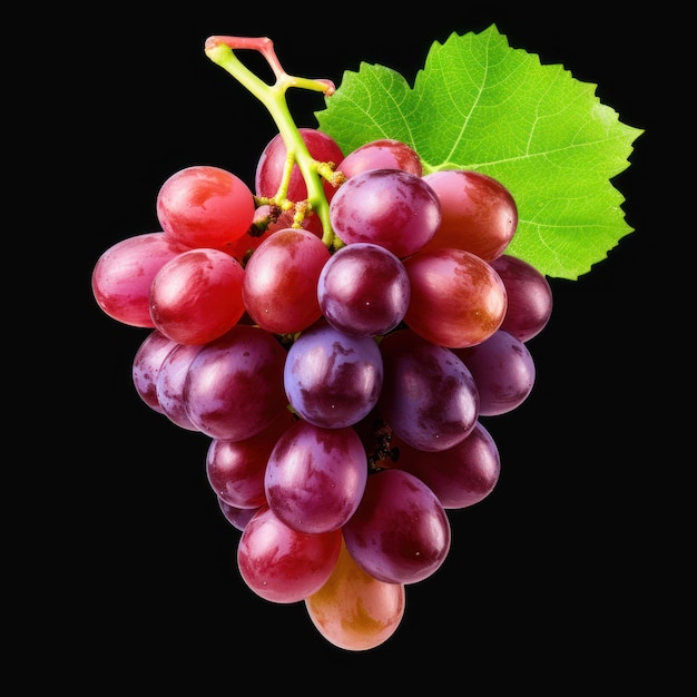 fresh grape cluster with leaves