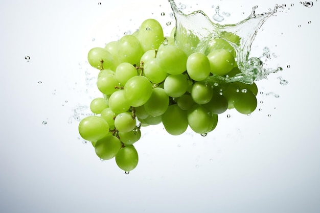 Fresh grape fruit with water splash on white background