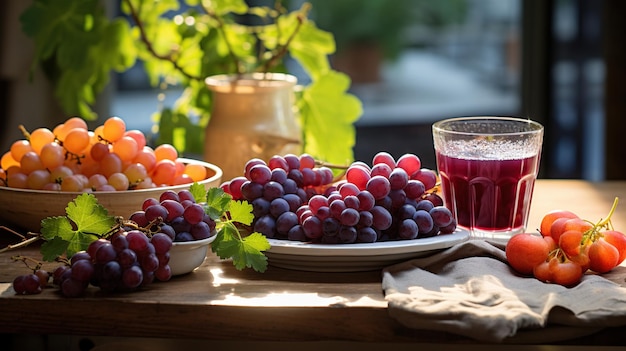 Свежий виноградный сок в стакане