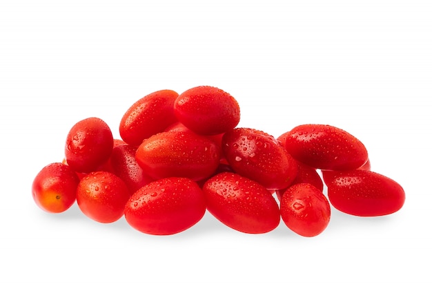 Fresh grape tomato isolated on white wall