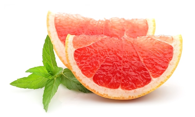 Fresh grapefruit fruit with mint