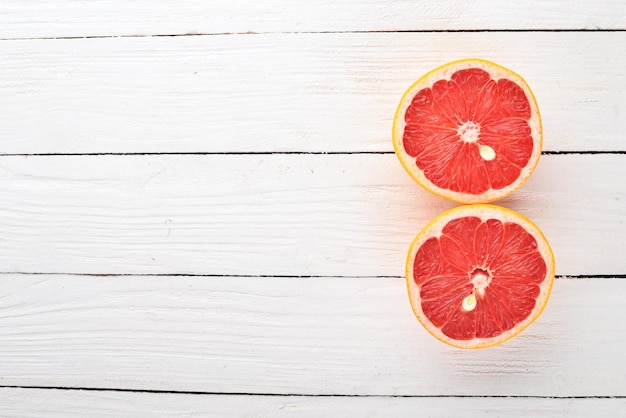 Fresh Grapefruit Fruits On a wooden background Top view Copy space