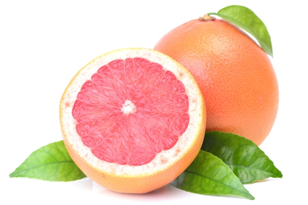 Fresh grapefruit on a white background