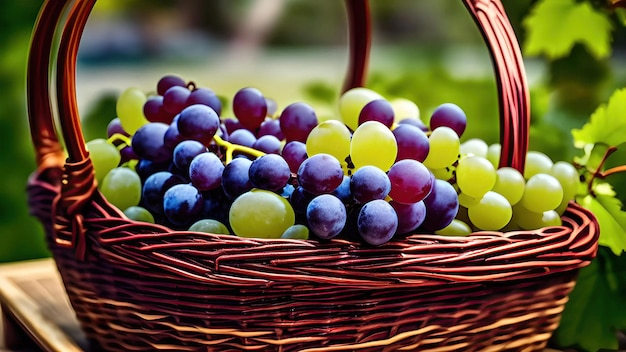 fresh grapes on basket