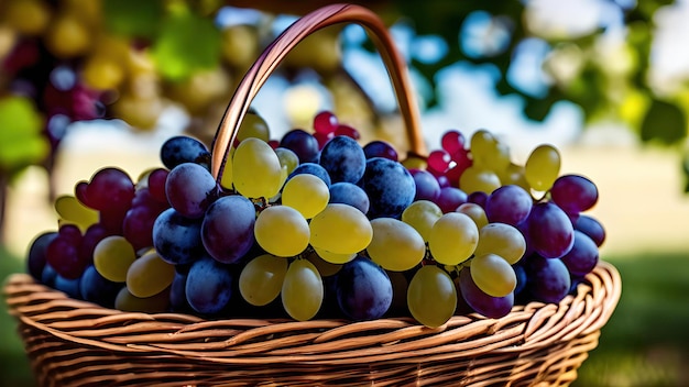 fresh grapes on basket