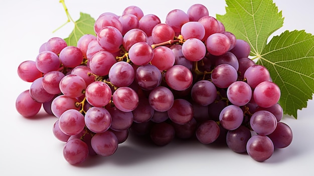 Fresh Grapes Isolated on White Background Vibrant and Juicy Grape Cluster