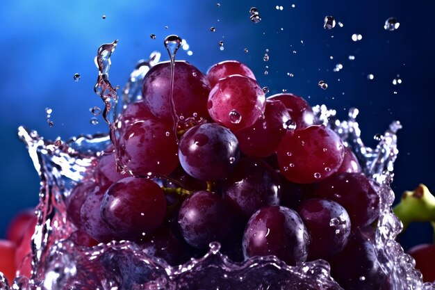 Fresh grapes in water splash