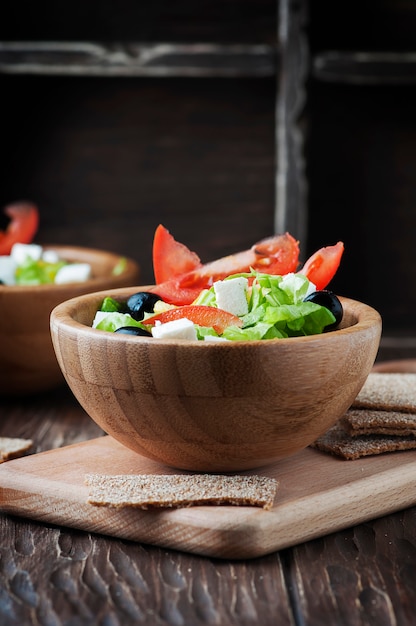 Fresh Greek salad with olive oil